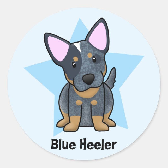 Sticker Rond Kawaii Star Blue Heeler (Devant)