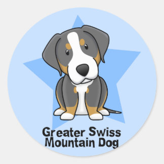 Sticker Rond Kawaii Star Grand Chien de montagne suisse