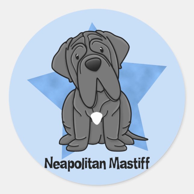 Sticker Rond Kawaii Star Neapolitain Mastiff (Devant)