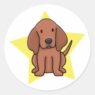 Sticker Rond Kawaii Star Redbone Coonhound