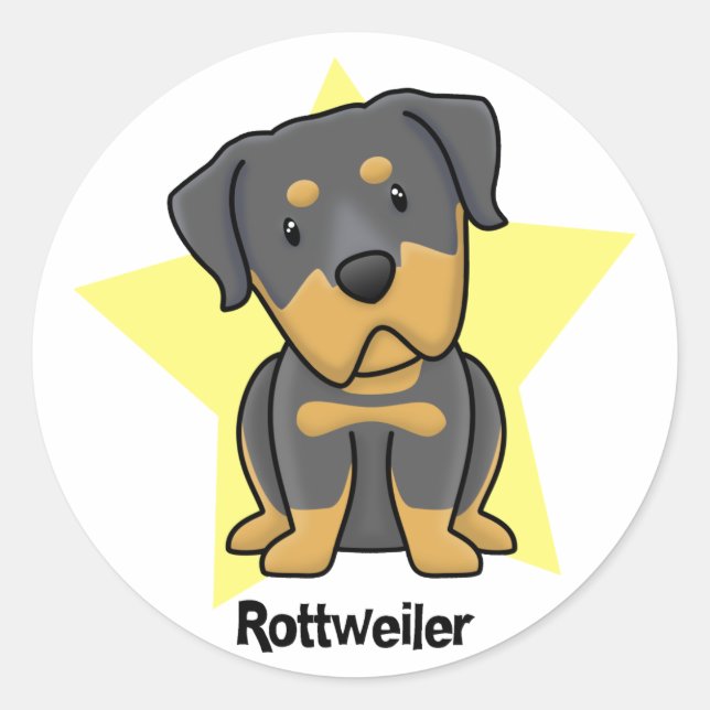 Sticker Rond Kawaii Star Rottweiler (Devant)