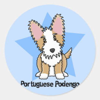 Sticker Rond Kawaii Star Wire portugais Podengo