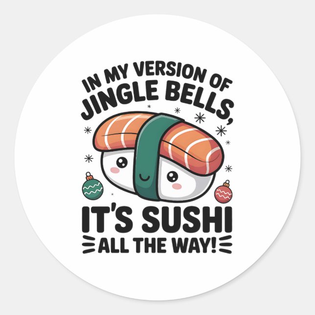 Sticker Rond Kawaii Sushi tout le long  (Devant)