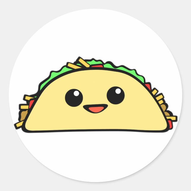 Sticker Rond Kawaii Taco (Devant)