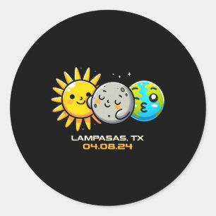 Sticker Rond Kawaii Total Solaire Eclipse Lampasas Texas