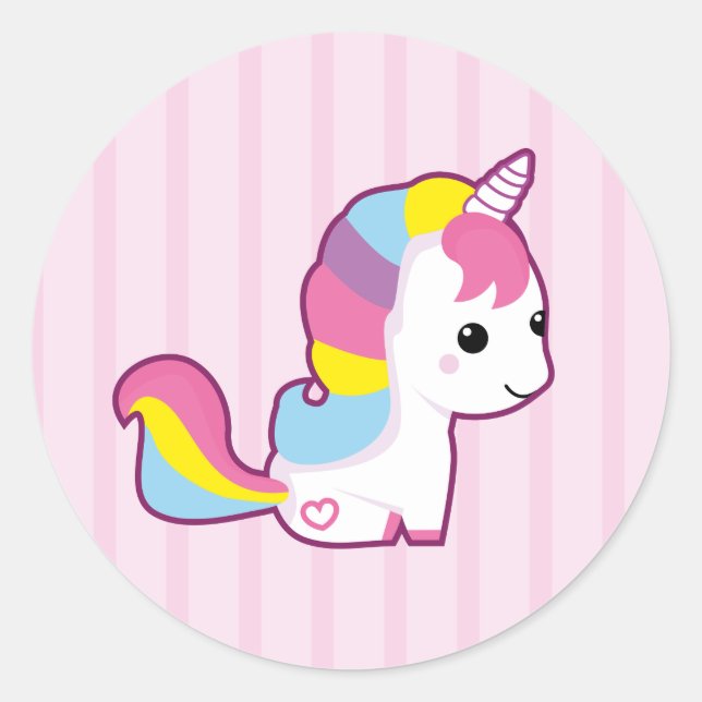Sticker Rond Kawaii Unicorn (Devant)