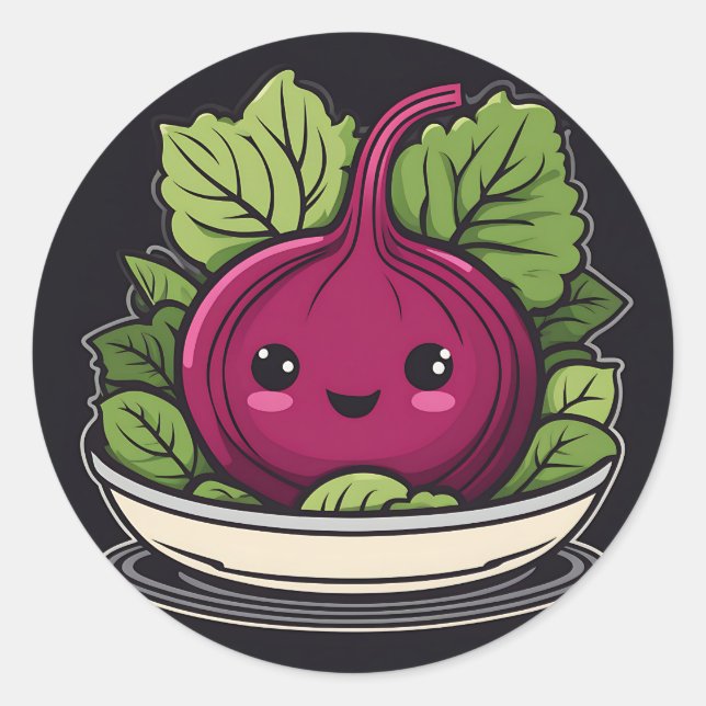 Sticker Rond Kawaii Veggie Salade Beet (Devant)