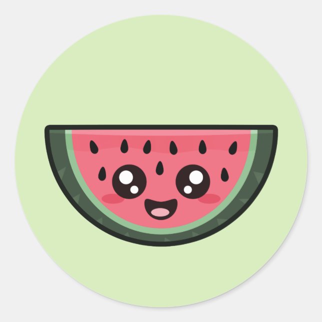 Sticker Rond Kawaii Watermelon (Devant)