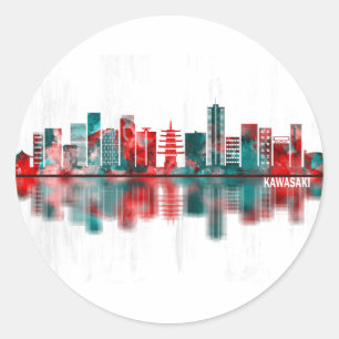 Sticker Rond Kawasaki Japon Skyline