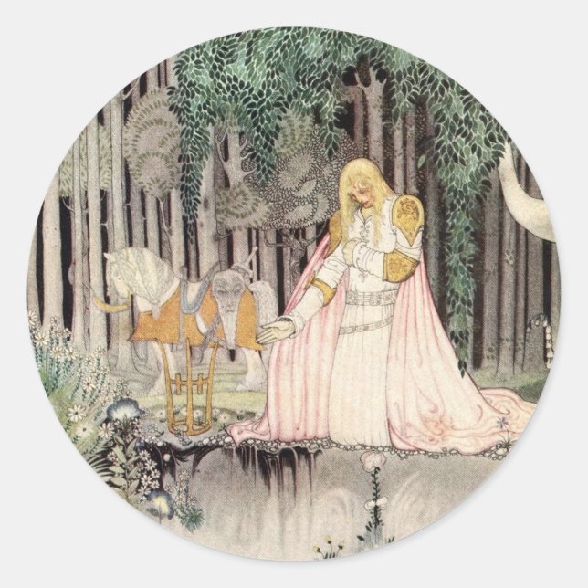 Sticker Rond Kay Nielsen L'image dans le lac Fairy (Devant)