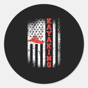 Sticker Rond Kayak America Drapeau Kayak Patriotique USA Canoe