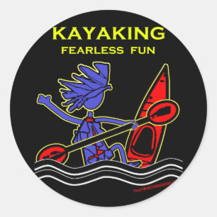 Sticker Rond Kayak Fun sans peur