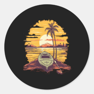 Sticker Rond Kayak Kayak Canoe Plage Kayaker