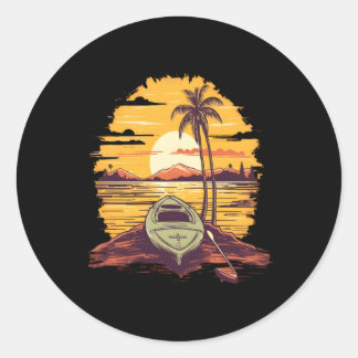 Sticker Rond Kayak Kayak Canoe Plage Kayaker