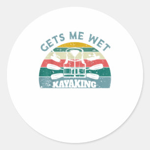 Sticker Rond Kayak me mouille Retro Vintage Kayak