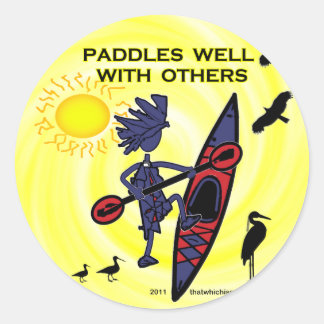Sticker Rond Kayak Paddle Bien Avec D'Autres II