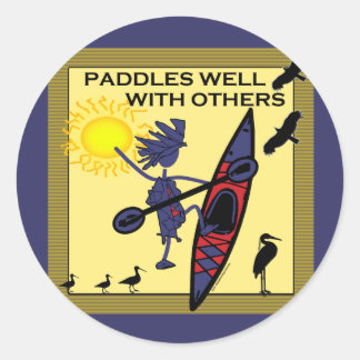 Sticker Rond Kayak Paddles bien sur Jaune