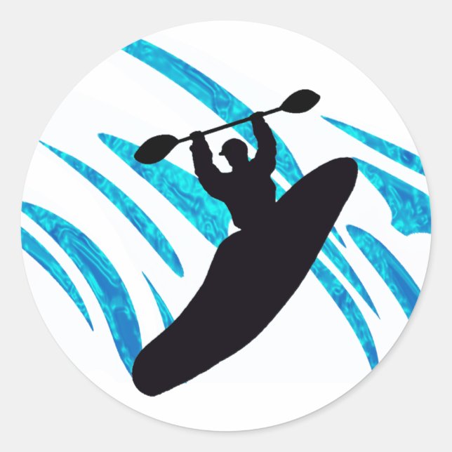 Sticker Rond Kayaker de kayak Kayaking (Devant)