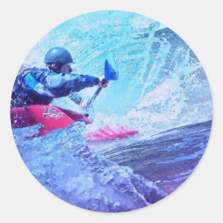 Sticker Rond Kayaker d'eau blanche