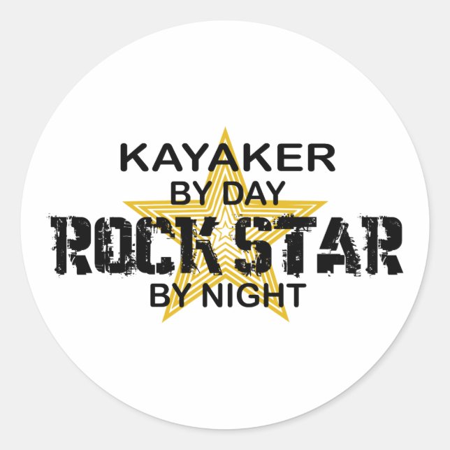 Sticker Rond Kayaker Rock Star par nuit (Devant)