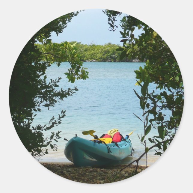 Sticker Rond Kayaking aux îles Virgin (Devant)