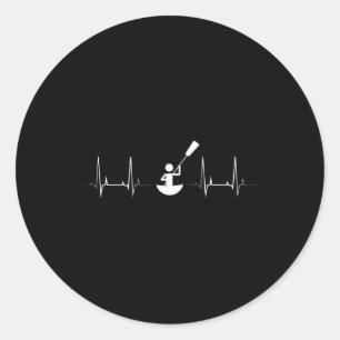 Sticker Rond Kayakiste Ekg Battement de coeur Pagayant Amoureux