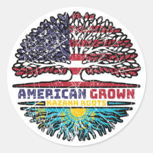 Sticker Rond Kazakh American Tree Roots