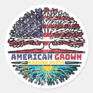 Sticker Rond Kazakh American Tree Roots
