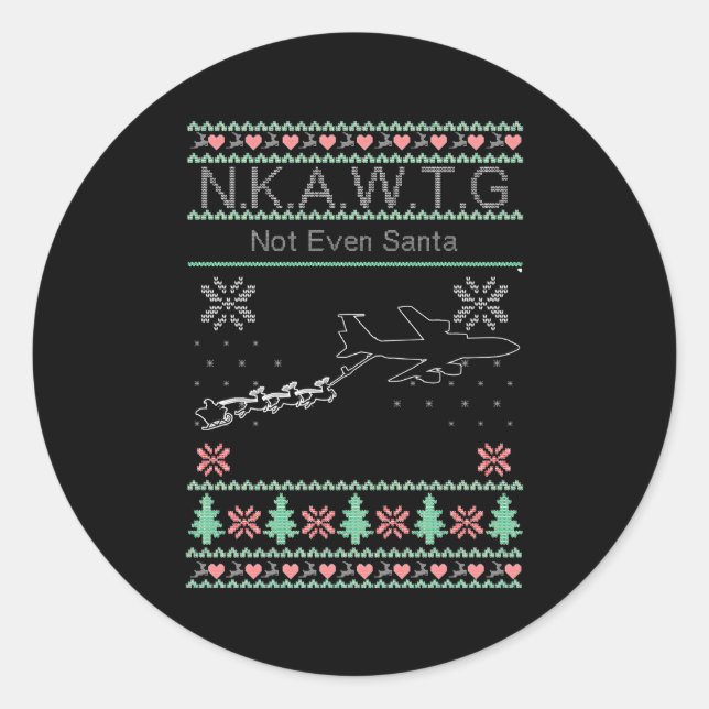 Sticker Rond Kc-135 Nkawtg Même Pas Père Noël (Devant)