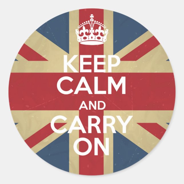 Sticker Rond Keep Calm and Carry (Devant)