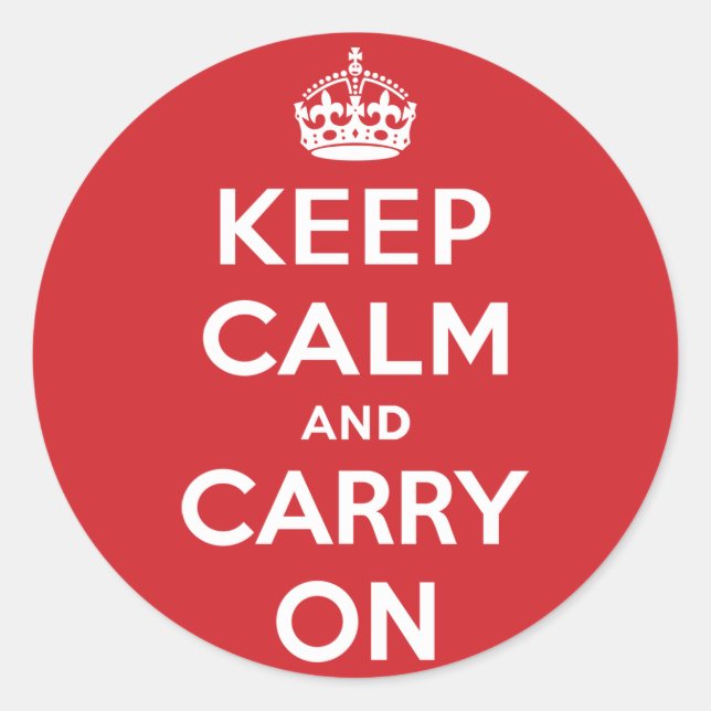 Sticker Rond Keep Calm and Carry (Devant)