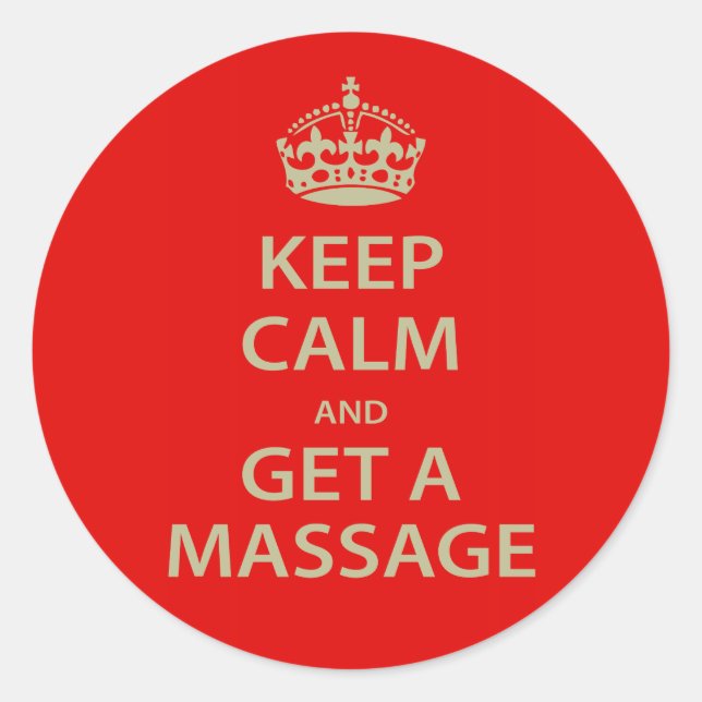 Sticker Rond Keep Calm and Get a massage (Devant)