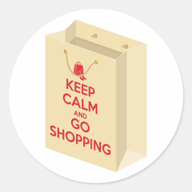 Sticker Rond Keep Calm and Go Shopping (bag1) (Devant)