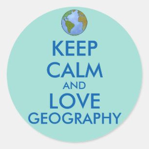 Sticker Rond Keep Calm and Love Geographiy Customizable