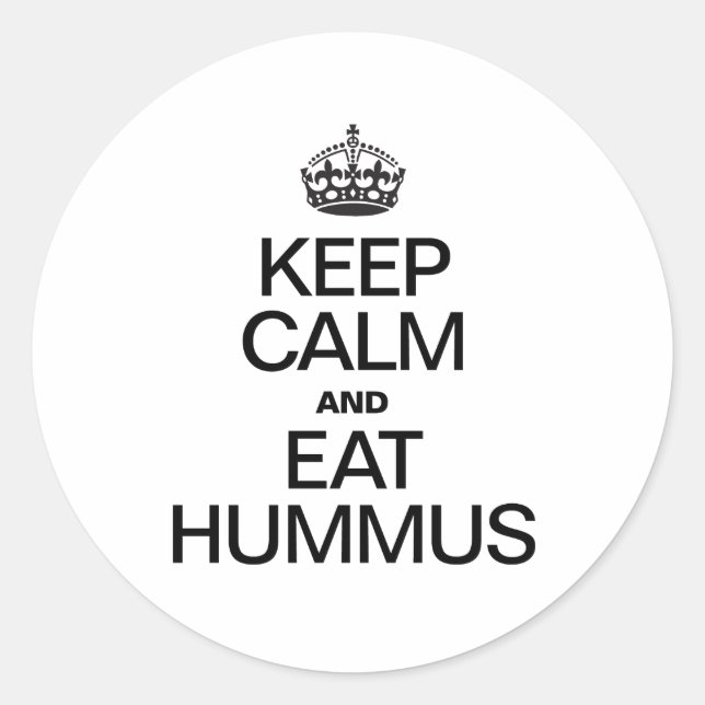 STICKER ROND KEEP CALM ET EAT HUMMUS (Devant)