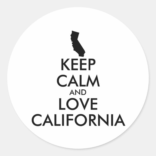 Sticker Rond KEEP CALM et LOVE CALIFORNIA (Devant)