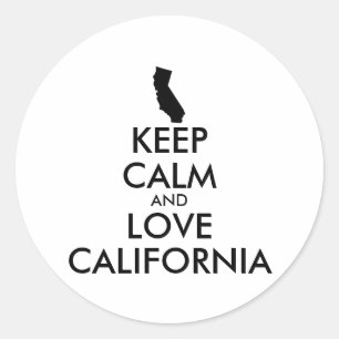Sticker Rond KEEP CALM et LOVE CALIFORNIA