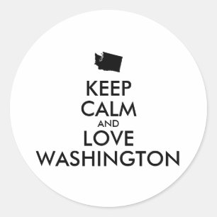 Sticker Rond KEEP CALM et LOVE WASHINGTON