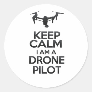 Sticker Rond Keep Calm I Am Drone Pilot
