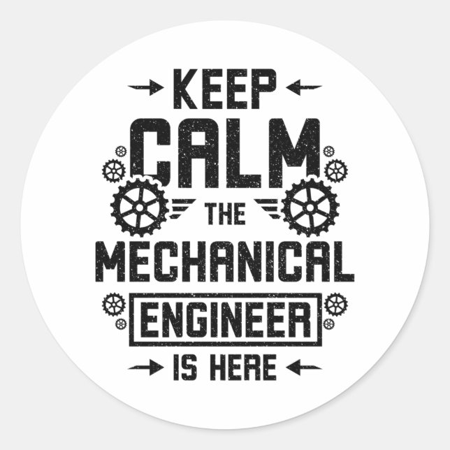 Sticker Rond Keep calm The Mechanical Engineering (Devant)
