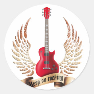 Sticker Rond keep on rocking electric guitar