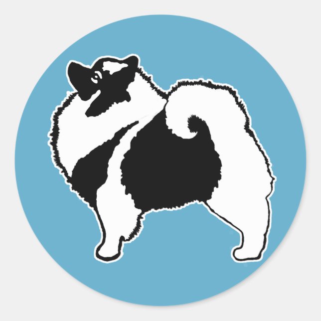 Sticker Rond Keeshond Graphics - Cute Original Chig Art (Devant)