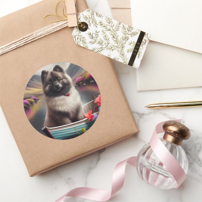 Sticker Rond Keeshone sur une pagaie : une aventure Pittoresque (Cadeaux)