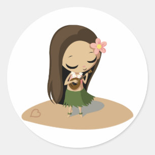 Sticker Rond Keilana la fille Hula
