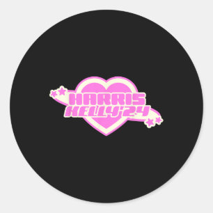 Sticker Rond Kelly 2024 Fille Démocrate Coeur Rose tendance