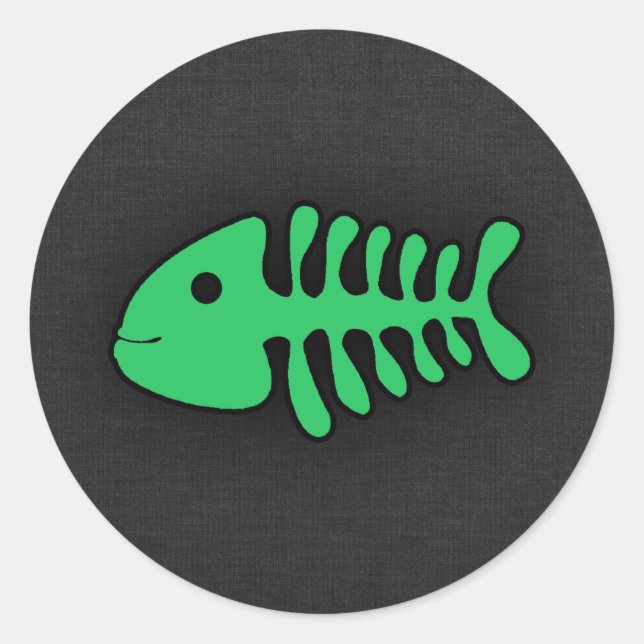 Sticker Rond Kelly Green Fish Bones (Devant)