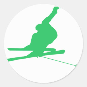 Sticker Rond Kelly Green Snow Ski