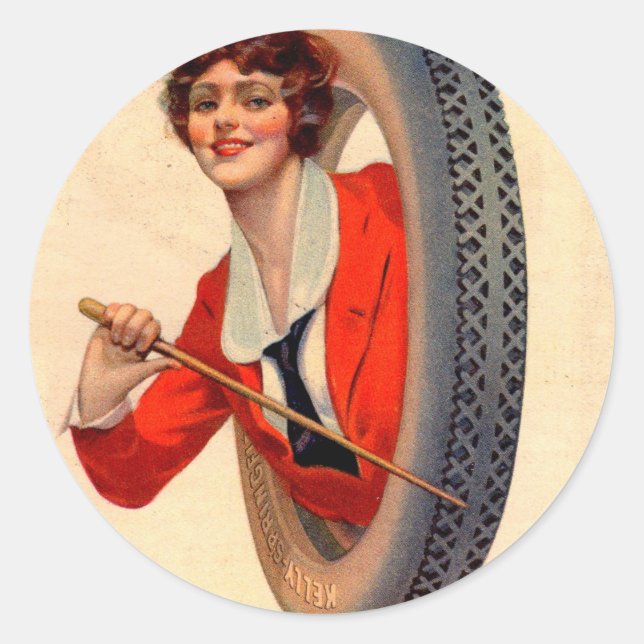 Sticker Rond Kelly-Springfields 1928 Mascotte de pneus Lotta Mi (Devant)