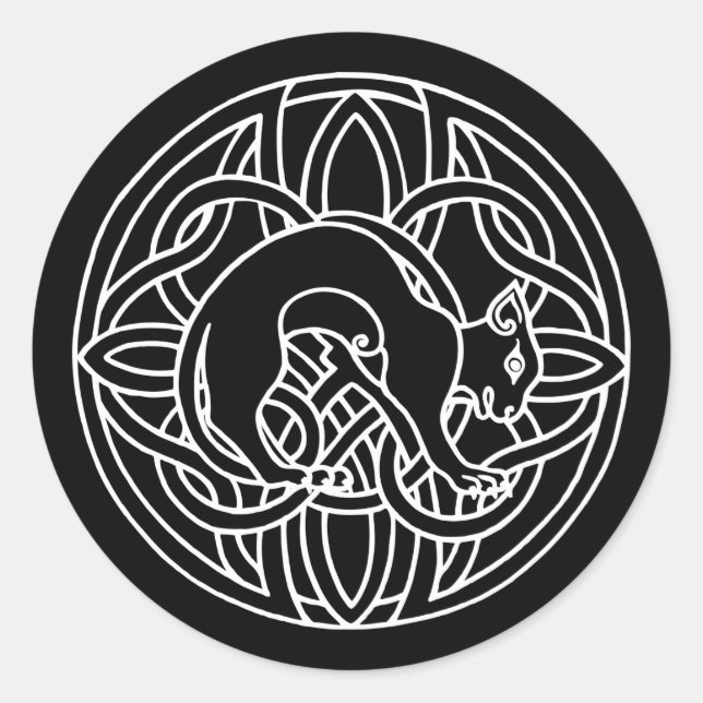 Sticker Rond Keltisches Tribal Magische Katze (Devant)