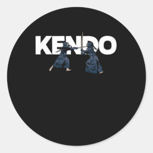 Sticker Rond Kendo Combats Samurai Bogu Shina Ninja Katana Gif